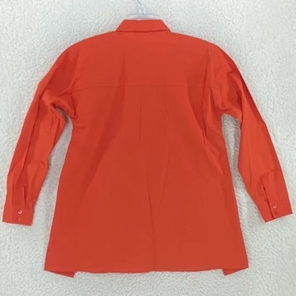 Eileen Fisher Top XS Orange Coral Long Sleeve Button Shirt Organic Cotton Blend - Picture 6 of 15